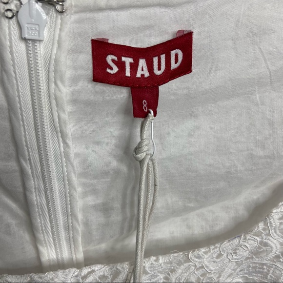NWT STAUD Size 8 Beth White Lace Mini Dress Long Sleeve Square Neck $425 - Picture 5 of 7